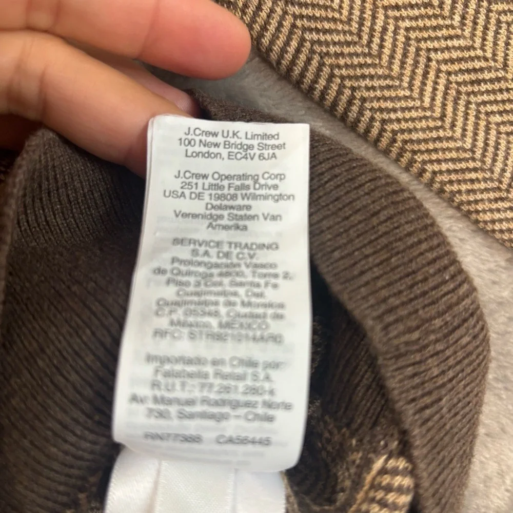 J.Crew Re-Imagined Qtr Zip Sweater Men's L Brown‎ Herringbone Preppy Casual